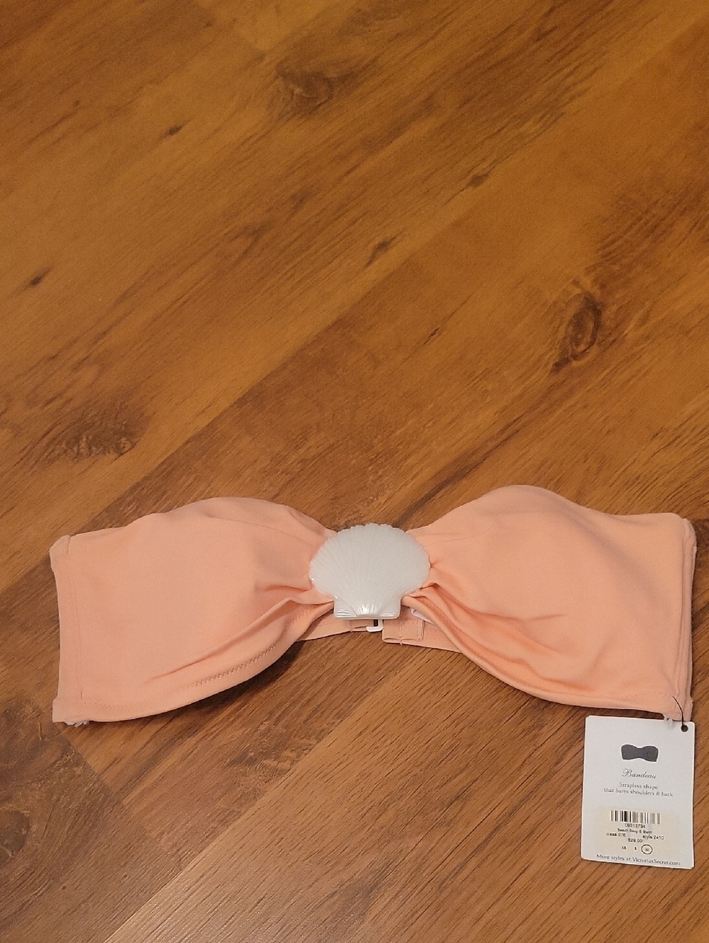 Strapless Peach Bandeau with White Shell Accent